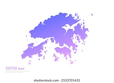 Abstract purple and pink gradient of Hong Kong map on white background vector.