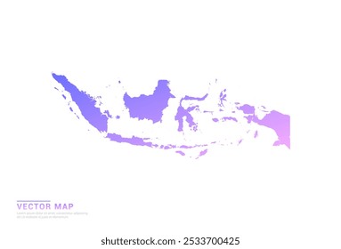 Gradiente roxo e rosa abstrato do mapa da Indonésia sobre vetor de fundo branco.