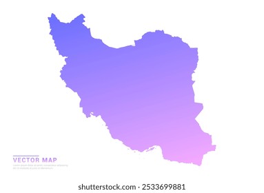Abstrakter violetter und rosafarbener Farbverlauf der Iran-Karte auf weißem Hintergrund, Vektor.