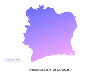 Abstractas gradiente púrpura y rosa de Costa de Marfil mapa sobre Vector de fondo blanco.