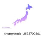 Abstract purple and pink gradient of Japan map on white background vector.