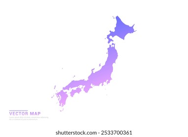 Abstrato roxo e rosa gradiente do Japão mapa sobre vetor de fundo branco.