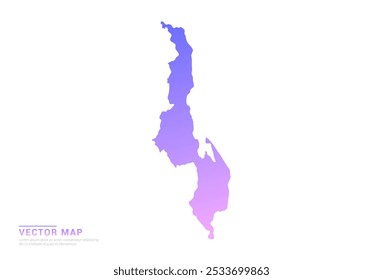 Abstract purple and pink gradient of Malawi map on white background vector.