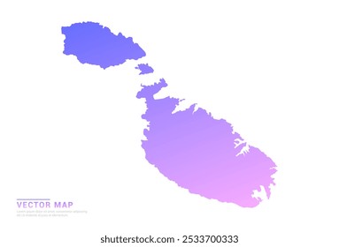 Abstractas gradiente púrpura y rosa de Malta mapa sobre Vector de fondo blanco.