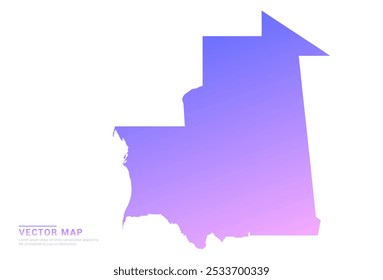 Abstract purple and pink gradient of Mauritania map on white background vector.