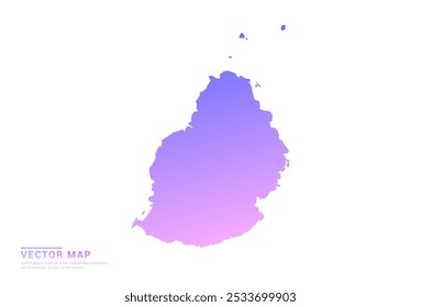 Abstrakte violette und rosafarbene Farbverlauf von Mauritius Karte auf weißem Hintergrund Vektor.