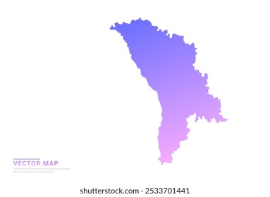 Abstractas gradiente púrpura y rosa del mapa de Moldavia sobre Vector de fondo blanco.