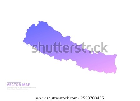 Abstract purple and pink gradient of Nepal map on white background vector.