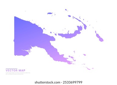 Abstract purple and pink gradient of Papua New Guinea map on white background vector.