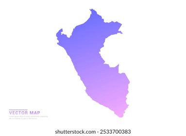 Abstract purple and pink gradient of Peru map on white background vector.