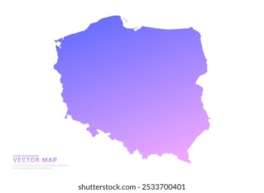 Abstract purple and pink gradient of Poland map on white background vector.