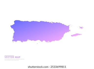 Abstract purple and pink gradient of Puerto Rico map on white background vector.