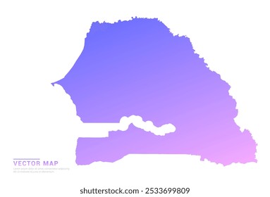 Abstract purple and pink gradient of Senegal map on white background vector.