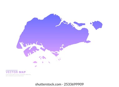 Abstract purple and pink gradient of Singapore map on white background vector.