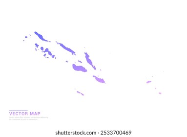Abstrakter violetter und rosafarbener Farbverlauf der Salomon Island Karte auf weißem Hintergrund, Vektor.