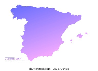 Abstrato roxo e rosa gradiente de Espanha mapa sobre vetor fundo branco.