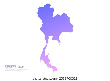 Abstrakte violette und rosa Farbverlauf von Thailand Karte auf weißem Hintergrund Vektor.