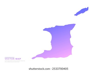 Gradiente roxo e rosa abstrato de mapa de Trinidad e Tobago sobre vetor de fundo branco.