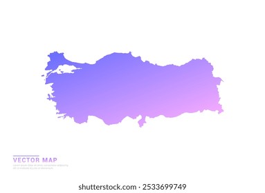 Abstract purple and pink gradient of Turkey map on white background vector.