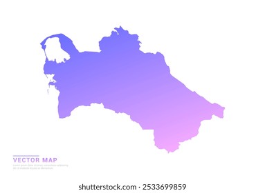 Abstract purple and pink gradient of Turkmenistan map on white background vector.