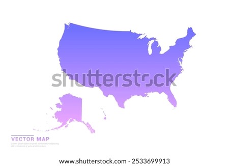 Abstract purple and pink gradient of United States of America (USA) map on white background vector.