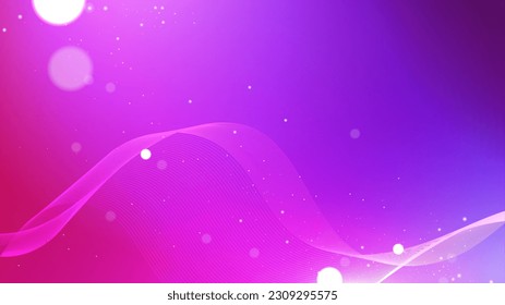 Abstract purple and pink gradient waves background. Glowing lines with glitter particles