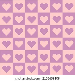 Abstract Purple Pink Lattice Pattern With Heart Shape Vector