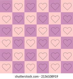 Abstract purple pink lattice pattern with heart shape