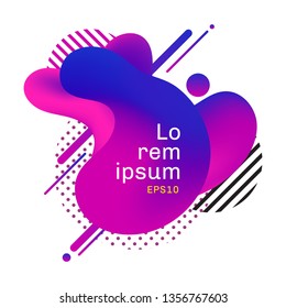 Abstract purple and pink liquid shape fluid design background with geometric lines, dots pattern. Template use for banner web or print design. Vector illustration