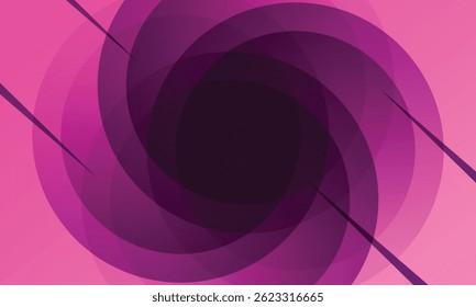 Abstract purple pink radial circles background with rotation effect. Circular colorful digital sound wave. Lilac abstract swirl background. Moire abstract texture. For posters, covers, banners. 