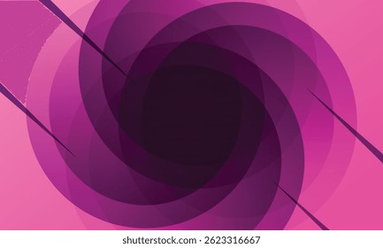 Abstract purple pink radial circles background with rotation effect. Circular colorful digital sound wave. Lilac abstract swirl background. Moire abstract texture. For posters, covers, banners. 