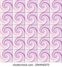Abstract purple and pink swirl lines spiral spirograph shapes waves seamless ethnic pattern on the white background. Vector illustration. Wrapping paper.