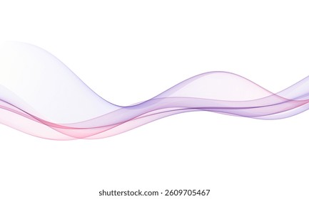 Abstract purple and pink waves flow gracefully on a white background, creating a soft and elegant wave flow image.