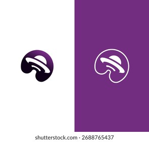 Ícone de logotipo de anel de planeta roxo abstrato