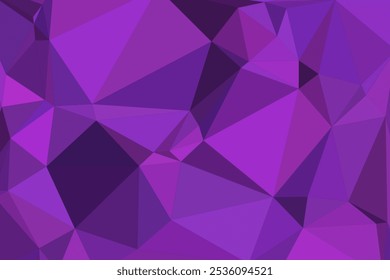 Fundo poligonal roxo abstrato com padrões triangulares de baixa poly para projetos modernos de design digital e gráfico.