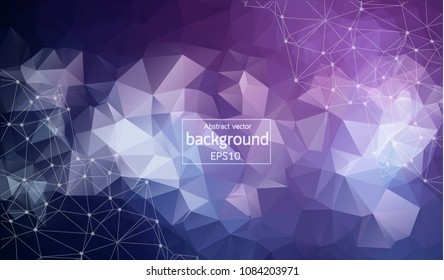 Abstract Purple Polygonal Space Background with Connecting Dots and Lines. Connection structure. Vector science background. Polygonal vector background. Futuristic HUD background.