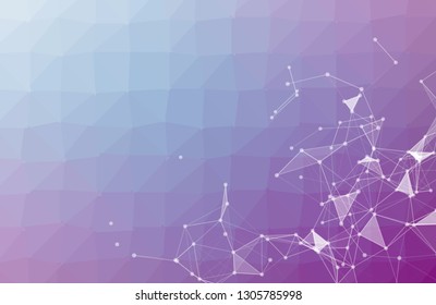 Abstract Purple Polygonal Space Background with Connecting Dots and Lines. Geometric Polygonal background molecule and communication. Concept of science, chemistry, biology, medicine, technology.