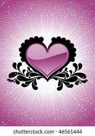 abstract purple rays background with creative artwork pattern heart