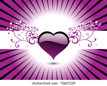 abstract purple rays background with isolated decorated heart