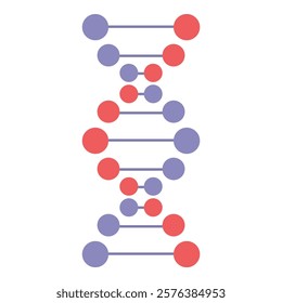 Abstract purple and red dna double helix strand illustration with genetics and biology concept in a modern artistic design, suitable for medical, scientific, and educational use