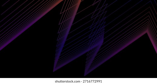 Líneas geométricas Abstractas del zigzag del gradiente púrpura y rojo en el fondo negro para los Anuncios de la tecnología, el Diseño web, y los fondos digitales