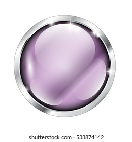 Abstract purple round background in a silver frame, with space for your text. Vector illustration, on transparent background
