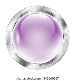 Abstract purple round background in a silver frame, with space for your text. Vector illustration, on transparent background.