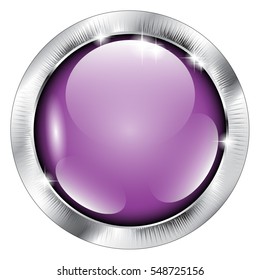 Abstract purple round background in a silver frame, with space for your text. Vector illustration.