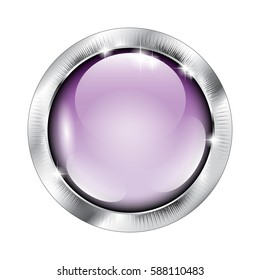 Abstract purple round background with a silver frame, with space for your text. Vector illustration.