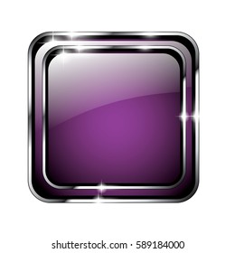 Abstract purple rounded square background with a silver frame, with space for your text. Vector illustration.