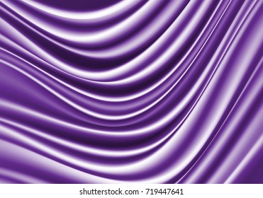 Abstract purple satin fabric wave luxury background vector illustration.
