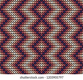 Abstract purple seamless knitting pattern with corners background