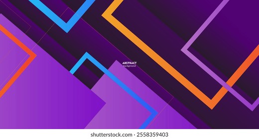 Abstract Purple Shadow Lines Orange Arrows with Empty Space Design Modern Futuristic Background Overlapping Geometric Layers Paper Cut Style with cool orange lines. eps10