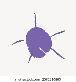 Abstract purple shape with gray lines radiating outward. The purple shape is central, with gray lines adding dynamic movement. Minimalist design with purple and gray. Isolated vector illustration.